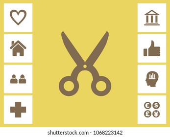 Cut or Scissor Icon With Bonus Icons. Eps-10.