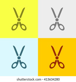 Cut Or Scissor Icon on Four Different Backgrounds. Eps-10.