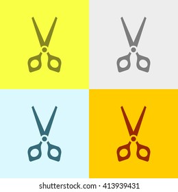 Cut or Scissor Icon on Four Different Backgrounds. Eps-10.