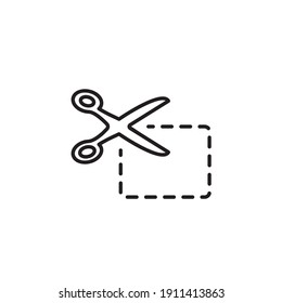 Cut scissors, cut coupon simple thin line icon vector illustration