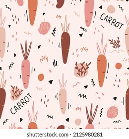 cut Seamless hand drawn pattern with carrot set