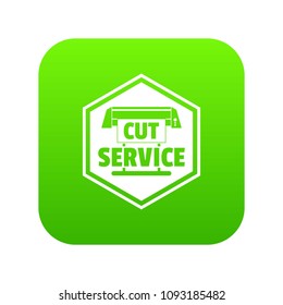 Cut service icon green vector isolated on white background