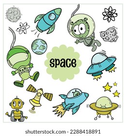 Cut Set of Astronaut, Alien and Space Elements