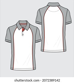 CUT AND SEW PANEL RAGLAN SLEEVES POLO SHIRT DESIGNED FOR MEN YOUNG MEN AND TEEN BOYS IN VECTOR ILLUSTRATION