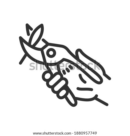 cut sheet secateurs, linear icon. Editable stroke