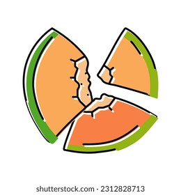 cut slice green melon cantaloupe color icon vector. cut slice green melon cantaloupe sign. isolated symbol illustration