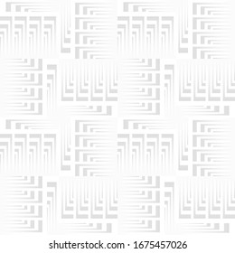 Cut Square Chinese Geometric Texture Seamless Pattern. Vector Abstract Elegant white and grey Background. Art style can be used in cover design, book design, poster, cd cover, flyer, website. Vector.