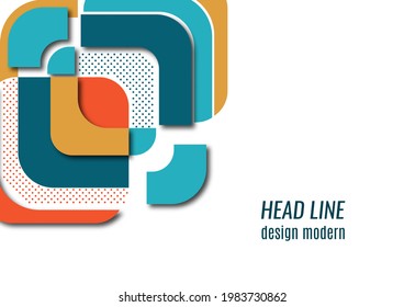 Cortar cuadrados con esquinas redondeadas y sombra, muchos puntos. Diseño geométrico brillante para publicidad creativa, afiche o folleto de estilo moderno. Ilustración del vector