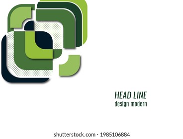 Cut squares with rounded corners and shadow, many dots. Bright geometric design for creative advertising, poster or brochure in trendy style. Vector illustration