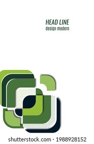 Cut squares with rounded corners and shadow, many dots. Bright geometric design for creative advertising, poster or brochure in trendy style. Vector illustration