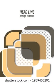 Cut squares with rounded corners and shadow, many dots. Bright geometric design for creative advertising, poster or brochure in trendy style. Vector illustration