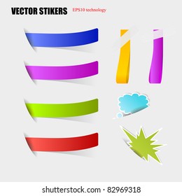 Cut stickers. EPS10 vector bright corner. Vector element.
