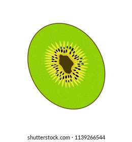 Cut of the Sweet, ripe, tasty and fragrant Kiwi. Vector Illustration. EPS10