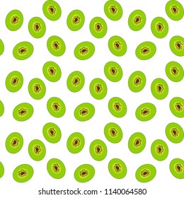 Cut of the Sweet, ripe, tasty and fragrant Kiwi. Seamless pattern. Vector Illustration. EPS10