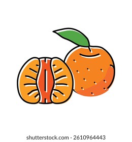 cut tangerine leaf color icon vector. cut tangerine leaf sign. isolated symbol illustration