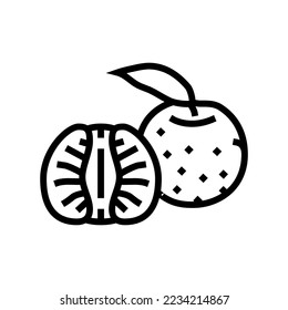 cut tangerine leaf line icon vector. cut tangerine leaf sign. isolated contour symbol black illustration