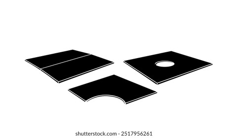 geschnittene Fliese, schwarz, einzelne Silhouette