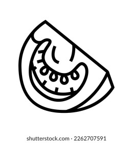 cut tomato line icon vector. cut tomato sign. isolated contour symbol black illustration