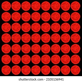 Cut Tomato slices vector background. Cut red Tomato background.