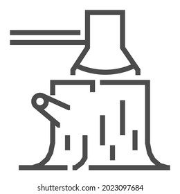 Cut tree, square line vector icon.
