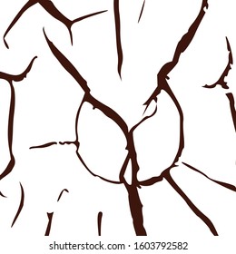 cut tree trunk abstract sketch of wood cracked texture. Stock Vector illustration isolated on white background.