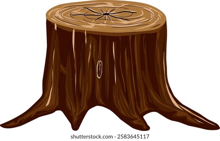 Cut tree trunk illustration vector