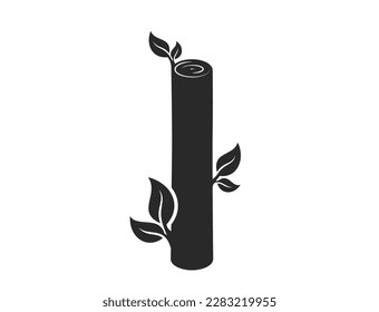 Schneide Baumstamm mit Laubsymbol. Natur- und Umweltdesign-Element. isoliertes Vektorbild
