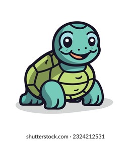 Tortuga cortada en dibujos animados, estilo garabato. 2d ilustración plana en logotipo, estilo icono. Negro y blanco