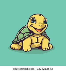 Cut turtle in cartoon, doodle style. 2d flat illustration in logo, icon style. Black and white