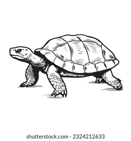 Cut turtle in cartoon, doodle style. 2d flat illustration in logo, icon style. Black and white