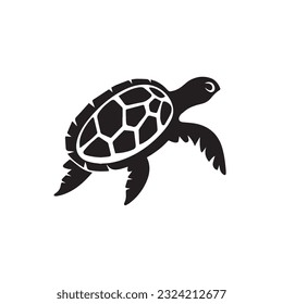 Cut turtle in cartoon, doodle style. 2d flat illustration in logo, icon style. Black and white