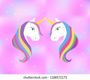Cut two unicorn on pink background