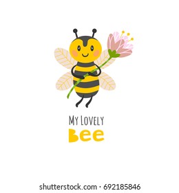 Cut vector bee with the inscription My lovely bee.