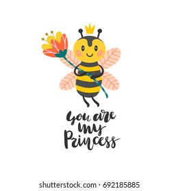 Cut vector bee with the inscription You are my Princess.