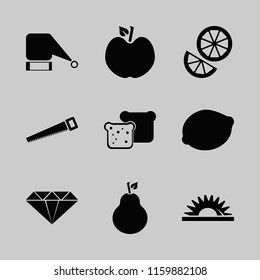 cut vector icons set. with apple, orange, lemon and diamond in set