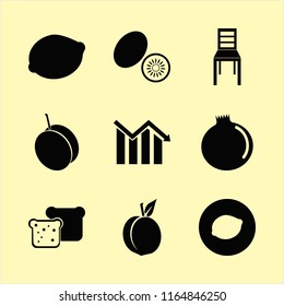 cut vector icons set. with chair, garnet, apricot and peach in set