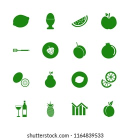 cut vector icons set. with egg cup, apricot, spatula and pear in set