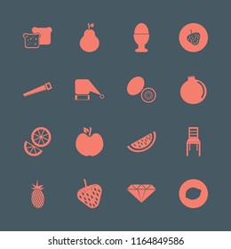 cut vector icons set. with lemon, santa hat, saw and egg cup in set