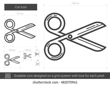 Cut vector line icon isolated on white background. Cut line icon for infographic, website or app. Scalable icon designed on a grid system.