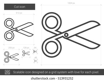 Cut vector line icon isolated on white background. Cut line icon for infographic, website or app. Scalable icon designed on a grid system.