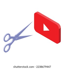 Cut video online icon isometric vector. Money making. Cash earn