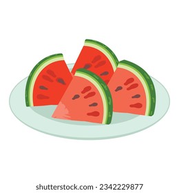 Vector de dibujos animados de iconos de la sandía de corte. Rebanar fruta. Comida de verano