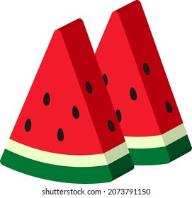 Cut watermelon Isolated vector illustration.