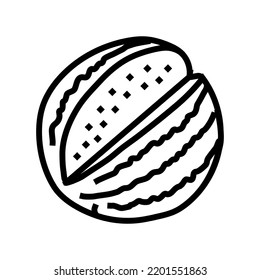 Schnittwassermelone-Linie Symbol Vektor. Wassermelonschild schneiden. isoliertes Kontursymbol