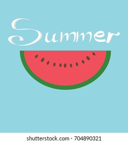 Cut a watermelon piece on a light background