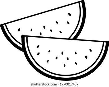 Cut watermelons isolated vector illustration.