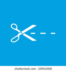 Cut web white icon isolated on a blue background. Vector symbol