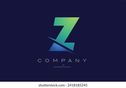 cut Z gradient letter logo icon design vector illustration. Creative blue and green template for business or company