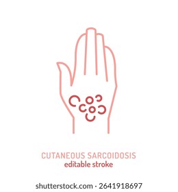 Cutaneous sarcoidosis icon, pictogram. Editable vector illustration of granulomatous skin inflammation. Dermatology symbol used in medical education, autoimmune disease awareness, and diagnostics.