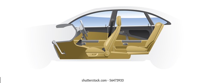 Cutaway Car Illustrations. (Simple gradients only - no gradient mesh.)